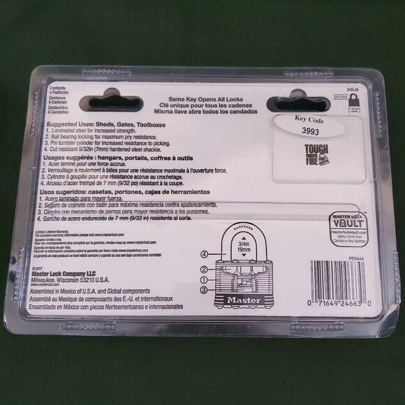 4-PACK Master Lock 3QLD Laminated Steel Warded Padlocks New - Picture 4 of 5